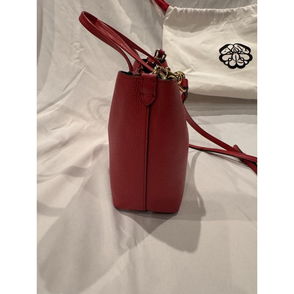 Alexander McQueen Red Pebbled Leather Mini Tote Crossbody Bag Gold Hardware - Picture 3 of 14